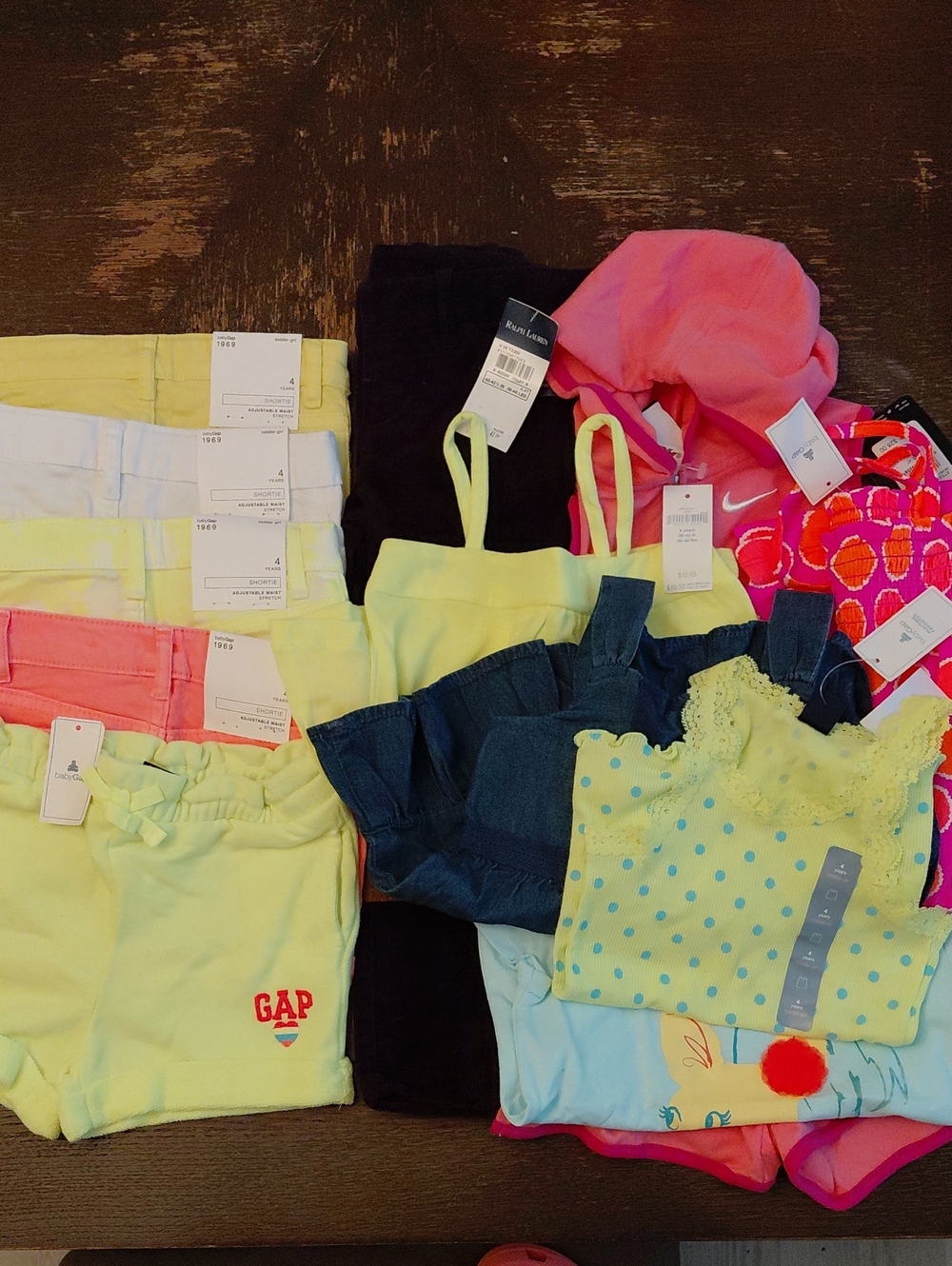 Mixed Lot Kids Size 4T Tops, Shorts and Pants. Ralph Lauren, Nike, Baby Gap Wa